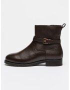 Tommy Hilfiger Кожени боти с декоративна каишка с тока - Тъмнокафяв