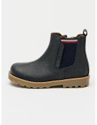Tommy Hilfiger Кожени боти с цип - Тъмносин