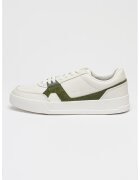 Tommy Hilfiger Кожени маратонки Court Craft с контрастен велур - Бял/Папратово зелено