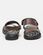 Tommy Hilfiger Кожени сандали с велкро Тъмнокафяв