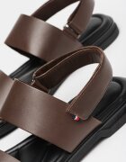 Tommy Hilfiger Кожени сандали с велкро Тъмнокафяв