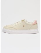 Tommy Hilfiger Кожени спортни обувки Monogram Cupsole с връзки - Пастелнорозов/Бял/Светло бежово