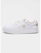 Tommy Hilfiger Кожени спортни обувки под глезена с метално лого - Бял/Златист