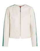 Tommy Hilfiger Кожено яке с контрастни кантове - Зелен/Слонова кост