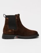 Tommy Hilfiger Олекотени велурени боти Chelsea Черен/Кафяв