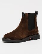 Tommy Hilfiger Олекотени велурени боти Chelsea Черен/Кафяв