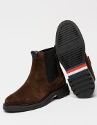 Tommy Hilfiger Олекотени велурени боти Chelsea Черен/Кафяв