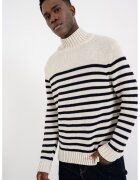 Tommy Hilfiger Памучен пуловер на райе - Бежов/Тъмносин