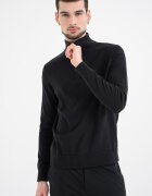 Tommy Hilfiger Памучен пуловер с къс цип Черен