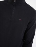 Tommy Hilfiger Памучен пуловер с къс цип Черен