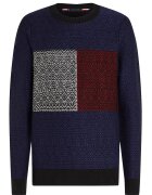 Tommy Hilfiger Памучен пуловер със стандартна кройка - Тъмночервен/Тъмносин