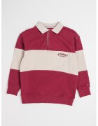 Tommy Hilfiger Памучна блуза с яка и релеф - Бордо/Светло кафяво