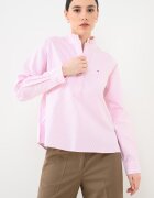 Tommy Hilfiger Памучна блуза-туника с райе Бял/Бледо розово