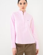 Tommy Hilfiger Памучна блуза-туника с райе Бял/Бледо розово