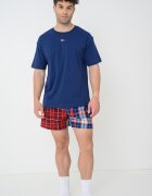 Tommy Hilfiger Памучна къса пижама с лого Червен/Тъмносин