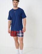 Tommy Hilfiger Памучна къса пижама с лого Червен/Тъмносин