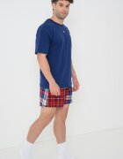 Tommy Hilfiger Памучна къса пижама с лого Червен/Тъмносин