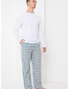 Tommy Hilfiger Памучна пижама с кариран панталон - Лавандула/Бял