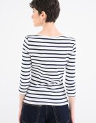 Tommy Hilfiger Памучна слим блуза с 3/4 ръкави Бял/Тъмносин