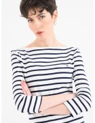 Tommy Hilfiger Памучна слим блуза с 3/4 ръкави - Бял/Тъмносин