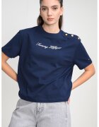 Tommy Hilfiger Памучна тениска с лого - Бял/Черен