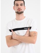 Tommy Hilfiger Памучна тениска с овално деколте - Бял/Черен