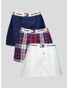 Tommy Hilfiger Памучни боксерки с лого - 3 чифта - Бордо/Небесносин/Тъмносин