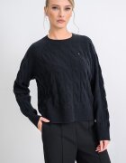 Tommy Hilfiger Плетен пуловер с вълна Черен