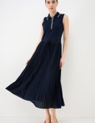 Tommy Hilfiger Плисирана рокля с яка Тъмносин