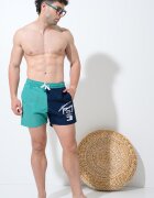Tommy Hilfiger Плувни шорти с дизайн с цветен блок Аква зелено/Син