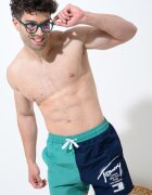 Tommy Hilfiger Плувни шорти с дизайн с цветен блок Аква зелено/Син