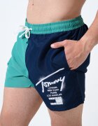 Tommy Hilfiger Плувни шорти с дизайн с цветен блок Аква зелено/Син