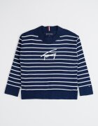 Tommy Hilfiger Пуловер от органичен памук с лого Бял/Тъмносин