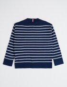 Tommy Hilfiger Пуловер от органичен памук с лого Бял/Тъмносин