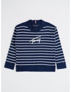 Tommy Hilfiger Пуловер от органичен памук с лого - Бял/Тъмносин