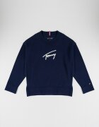 Tommy Hilfiger Пуловер от органичен памук с лого Бял/Ултрамарин синьо