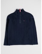 Tommy Hilfiger Пуловер с къс цип и плетен дизайн