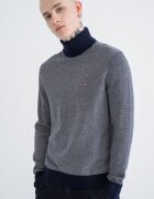 Tommy Hilfiger Пуловер с кашмир с рибена кост Бял/Тъмносин