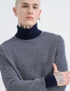 Tommy Hilfiger Пуловер с кашмир с рибена кост Бял/Тъмносин