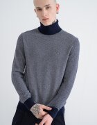 Tommy Hilfiger Пуловер с кашмир с рибена кост Бял/Тъмносин