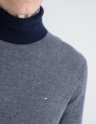 Tommy Hilfiger Пуловер с кашмир с рибена кост Бял/Тъмносин