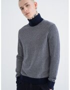 Tommy Hilfiger Пуловер с кашмир с рибена кост - Бял/Тъмносин