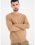 Tommy Hilfiger Пуловер с органичен памук и кашмир с овално деколте - Светлокафяв