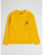 Tommy Hilfiger Пуловер с овално деколте и бродирано лого - Сламеножълт