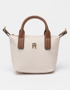 Tommy Hilfiger Ръчна платнена чанта Popette Micro с презрамка Слонова кост/Кафяв