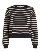 Tommy Hilfiger Раиран суитшърт с паднали ръкави - Черен/Крем