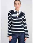 Tommy Hilfiger Раирана блуза с яка - Ултрамарин синьо/Мръснобял