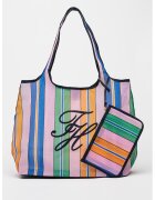 Tommy Hilfiger Раирана чанта Tote с тонален несесер - Тюркоаз/Светлосин