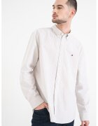 Tommy Hilfiger Раирана памучна риза Heritage тип Oxford - Мръснобял/Светло бежово