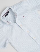 Tommy Hilfiger Раирана риза с къси ръкави Бял/Ледено синьо